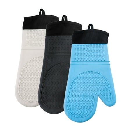 

Zhaomeidaxi 2Pcs Extra Long Professional Silicone Oven Mitt Oven Mitts with Quilted Liner Heat Resistant Pot Holders Flexible Oven Gloves
