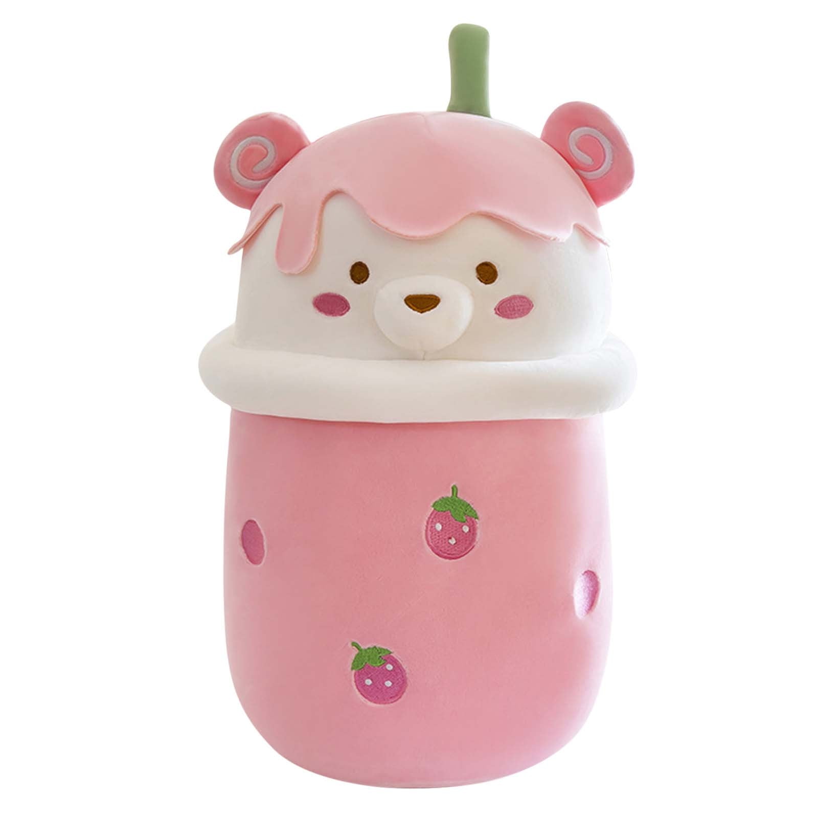 Fridja 13.8 inch Cute Stuffed Boba Plush Bubble Tea Plushie Pillow Milk Tea  Cup Pillow Panda Plush, Soft Kawaii Hugging Plush Toys Gifts for Kids, Pink  
