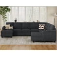 thumbnail image 2 of Belffin D126.6"xW103.8"xH36.4" Chenille Modular Sofa Sectional Sofa With Pull Out Bed, Armrests With Cup Holder Removable Cover Modular Sectional Sleeper Sofa With Storage For Living Room,Dark Grey, 2 of 10