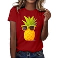 thumbnail image 1 of T-shirts Femmes Mode Respirant Imprimé Ananas T-Shirt Manches Courtes Haut Chemise Femmes Rouge S, 1 of 4