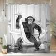 thumbnail image 2 of Funny Monkey Shower Curtain 60Wx72H inch Chimpanzee in Bathtub Black White Animal Wildlife Men Shower Curtain Bathroom Set Modern Cool Waterproof Bath Decoration Accessories Home Decor, 2 of 7