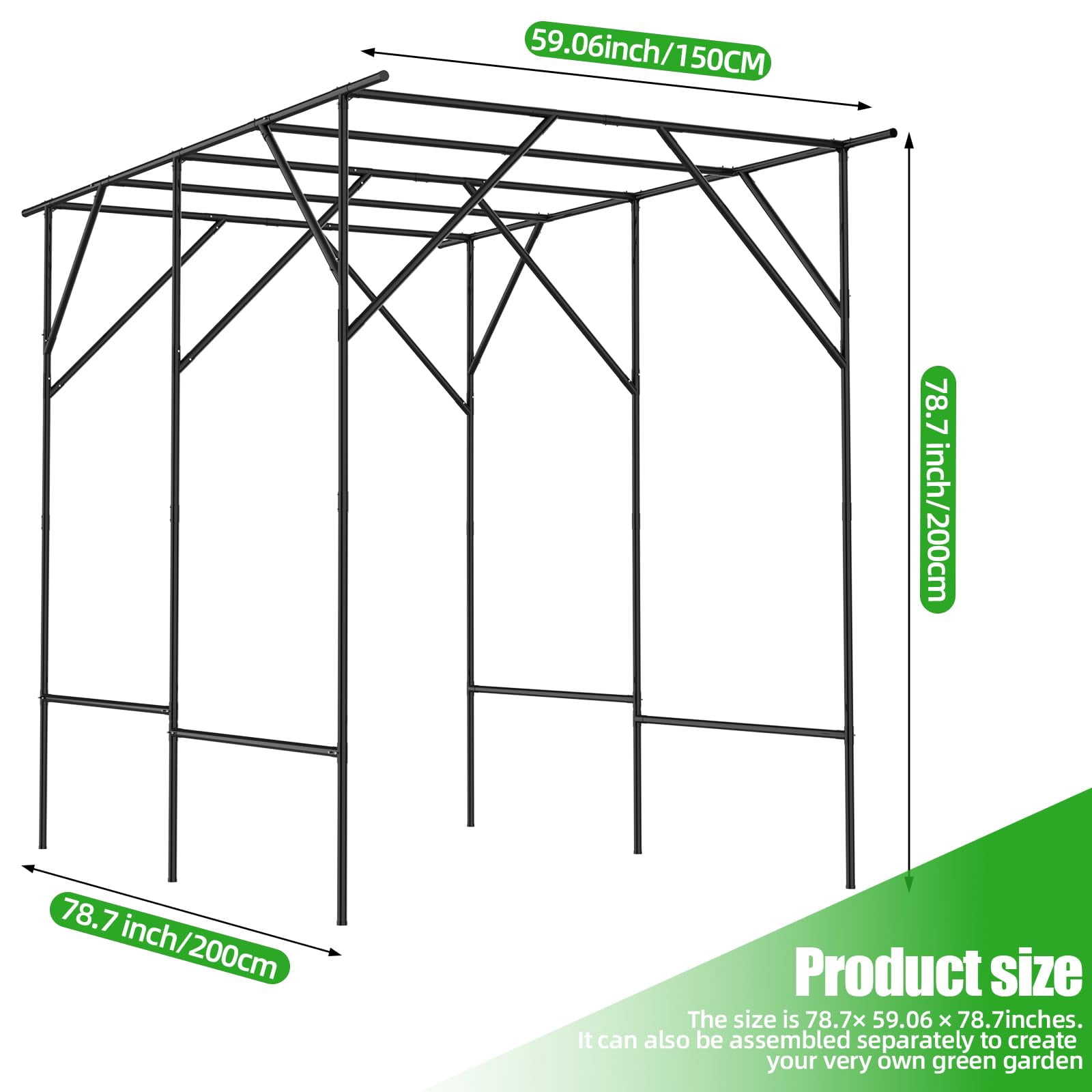 Grape Vine Trellis - Large Outdoor Garden Arch Trellis for Climbing Plants - Size: 78.7 * 59 * 78.5 inches, Plant Support Rack Trellises for Vegetables Fruits Cucumber Pea Bean