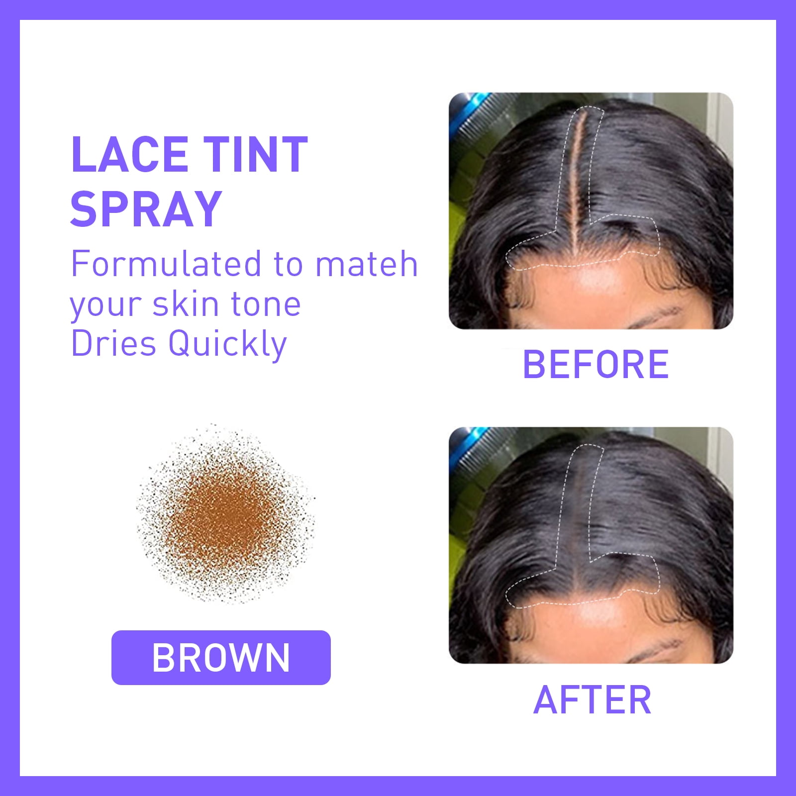 Alvantor Lace Tint Melting Hair Spray for Wig Hairline, Brown Temporary Color Styling