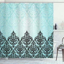 Ambesonne Damask Shower Curtain, Antique Victorian Motif, 69"Wx84"L, Black Blue