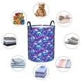 thumbnail image 3 of Lsque blue Skull purple flower pattern Laundry Hamper Basket, Tall Woven Rope Hamper Basket for Clothes, Lightweight Storage Basket, Collapsible Waterproof-Small, 3 of 8