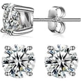 thumbnail image 1 of 1-2CT Moissanite Stud Earrings for Women Men Girl,18K White Yellow Gold Plated S925 Sterling Silver D Color VVS1 Clarity Round Cut Lab Created Diamond, 1 of 4