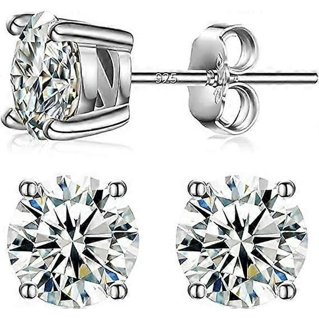 1-2CT Moissanite Stud Earrings for Women Men Girl,18K White Yellow Gold Plated S925 Sterling Silver D Color VVS1 Clarity Round Cut Lab Created Diamond