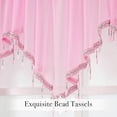 thumbnail image 4 of Semi Sheer Valance Curtains for Girls Room, Rod Pocket Beaded Trim Tassel Voile Window Valance Kids Room Decor Kitchen Curtains for Bathroom Cafe Nursery, Each W51 x L24 Inch, 4 of 6