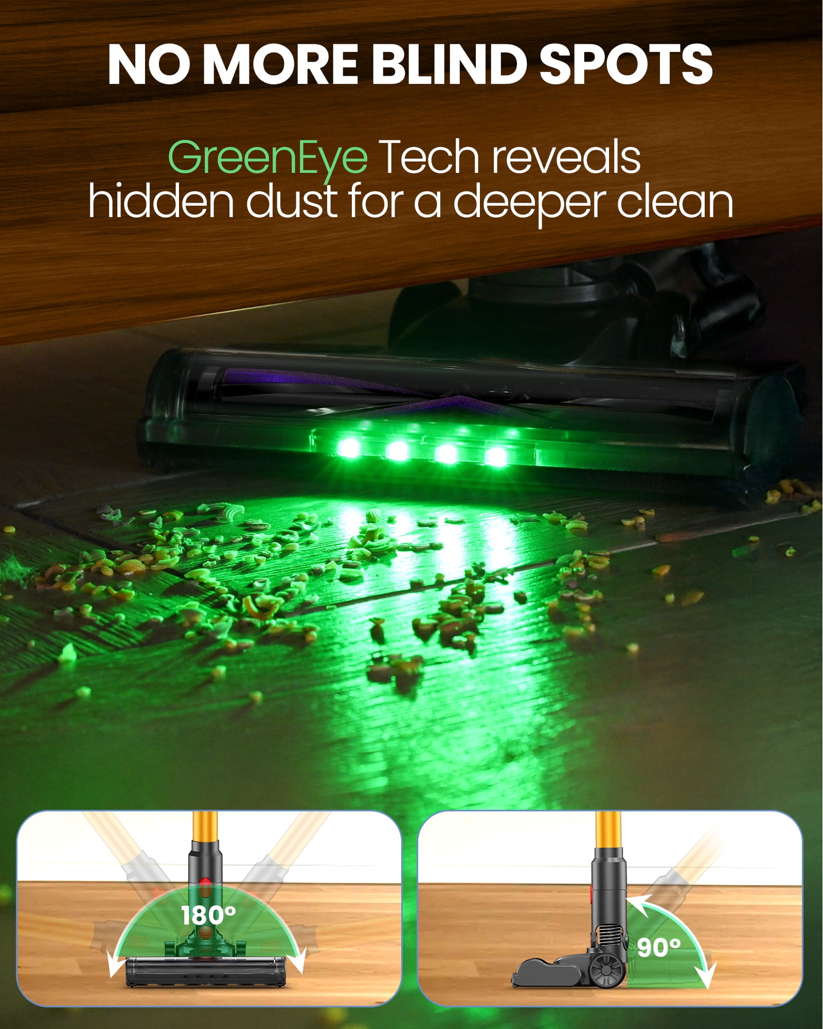 Cordless Vacuum Cleaner, 40KPA Stick Vacuum for Home, 40-Min Runtime, LED Display, Lightweight Self-Standing Vacuum for Pet Hair, Carpet, Hard Floor