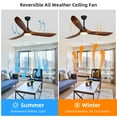 thumbnail image 2 of 60 inch Outdoor Ceiling Fan with Light and Remote, Farmhouse Rustic 3 Blades Wood Fan for Patios, 2 of 7