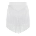 thumbnail image 5 of TiaoBug Women Tassel Latin Dance Skirt Irregular Hem Length Fringe Salsa Tango Rumba Dancewear White XL, 5 of 6