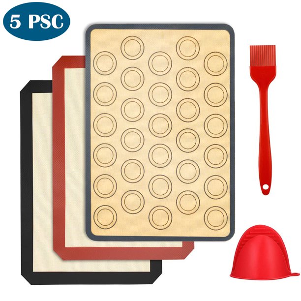 5Pcs Reusable Silicone Baking Mats Set, Non Stick Silicone Liner for