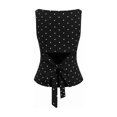 thumbnail image 6 of Women Y2k Polka Dots Boat Neck Tank Top Cute Sleeveless Slim Fitted Side Ruched Tie Back Vest Top Black XS, 6 of 9