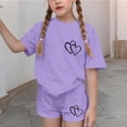 thumbnail image 4 of Ensemble Deux Pièces pour Filles, Haut à Manches Courtes et Short, Col Rond, Tenue d'Été Décontractée avec Petits Imprimés, 4 of 7