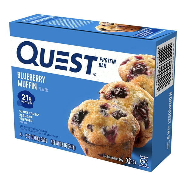 Quest Protein Bar, Blueberry Muffin, 21g Protein, 4pk