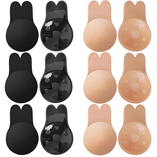 8 Pairs Breast Lift Pasties Nipple Cover Invisible Adhesive Bra Rabbit Ear Shape Push Up Pasties 