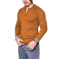 thumbnail image 1 of MAWCLOS Men Summer Tops Solid Color Blouse Plain T Shirts Basic Sport Long Sleeve T-shirt Khaki S, 1 of 2