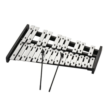 MIXFEER 25 Note Glockenspiel Xylophone Wooden Base Aluminum Bars with 2 Mallets Educational Musical Instrument Percussion Gift with Carrying Bag