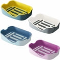 thumbnail image 1 of jaboneras de plástico sin perforaciones, cesta para jabón para encimera de baño, ducha, cocina, mantiene el jabón seco y limpio (rosa, gris, azul, amarillo), 1 of 5
