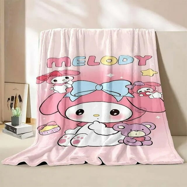 King Sizes Sanrio My Melody Flannel Blanket Children‘s Air Conditioning Blanket Lunch Blanket Pet for Daughter Girlfriend Gift