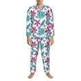 thumbnail image 3 of Picia Hawaiian Style Pattern Men’s Long-Sleeve Sleepwear Set - Soft 2-Piece Loungewear with Pockets, Comfy PJs for Relaxing Nights-Large, 3 of 7