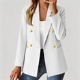 thumbnail image 2 of ZsaeSM Blazers for Women Lapel Double Breasted Classic Blazer Business Casual Long Sleeve Suit Jacket Fall Winter Open Front Jackets White 3XL, 2 of 6