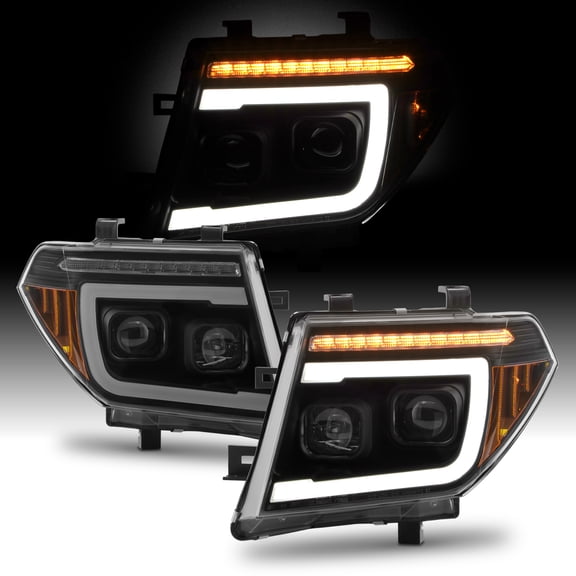 AKKON - Fits 2005-2008 Frontier 05-07 Pathfinder [Halogen Type] Projector Black Headlights w/ LED DRL Sequential Signal