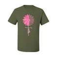 thumbnail image 2 of Wild Bobby, Faith Pink Ribbon Sunflower, Breast Cancer Awareness, Men Graphic Tee, Military Green, X-Large, 2 of 5