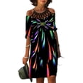 thumbnail image 1 of FASHIONWT Women Plus Size Sexy A-Line Half Sleeve Print Knee Length Slash Neck Dress, 1 of 4
