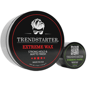 TRENDSTARTER - EXTREME WAX (4oz) - Strong Hold - Matte Finish - Free Travel Size Samples Included While Supplies Last - Premium Water Based Flake-Free Hair Wax for All Hair Types - All-Day Hold Hair