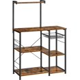 thumbnail image 1 of Estantería de Cocina, Soporte para Microondas y Panadería, Estantería de Almacenamiento con Cesta de alambre, 6 ganchos, para Especias, Ollas y Sartenes, Marrón Rústico y Negro, 1 of 9
