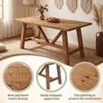 thumbnail image 4 of Dayalane 63“ Dining Table for 4 6 People, Farmhouse Country Style Solid Wood Pine Dining Room Table with Triangle Reinforced Base Rectangular，Grid Pattern Kitchen Table for Kitchen Dining, Walnut, 4 of 9