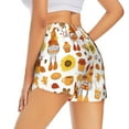 thumbnail image 2 of Uemuo Gnomes Autumn Harvest Pattern Women's Athletic Shorts High Waisted Running Shorts with Liner Pockets Gym Elastic Workout Shorts-Large, 2 of 9