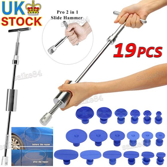 19pcs Car Paintless Dent Removal Kit Slide Hammer Repair PDR Glue Puller Tabs UK