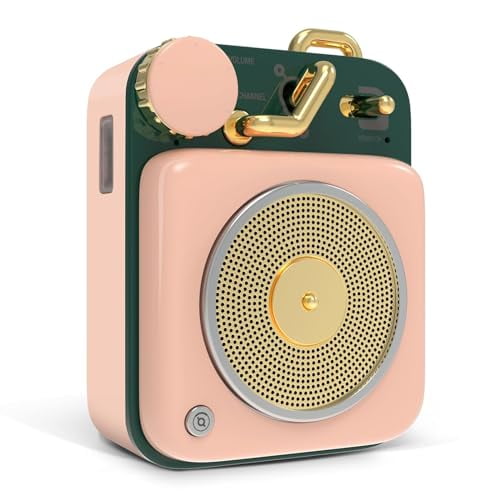 Muzen Mini altavoz Bluetooth, botón portátil de metal, pequeño altavoz inalámbrico lindo, altavoz de audio de alta fidelidad recargable con cordón portátil y caja de regalo, decoración retro clásica