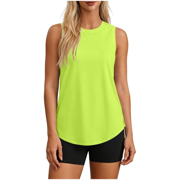 Vrorvz Sports Tank Womens Sleeveless Summer Workout Athletic Activewear Tops Lightweight Breathable Solid Color Shirts