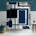 thumbnail image 2 of LFEEY Navy Blue Plaid Abstract Shower Curtain, Modern Neutral Geometric Waterproof Fabric for Bathroom with Hooks, 72x78 inch, 2 of 5