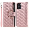 thumbnail image 2 of Crossbody for iPhone 12 Pro Max Wallet Phone Case with Card Slots Zipper Pocket, Soft Elegant PU Leather Flip Stand Lanyard Wrist Strap Purse Cover for iPhone 12 Pro Max Women Girls, Rosegold, 2 of 14