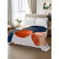 thumbnail image 2 of Navy Blue Burnt Orange Twim XL Size Flat Sheet, Wrinkleproof & Fadeproof Cooling Flat Bed Sheet Only, Middle Century Modern Geometric Breathable Soft Bedding Top Sheets 66 x 102 Inches, 2 of 8