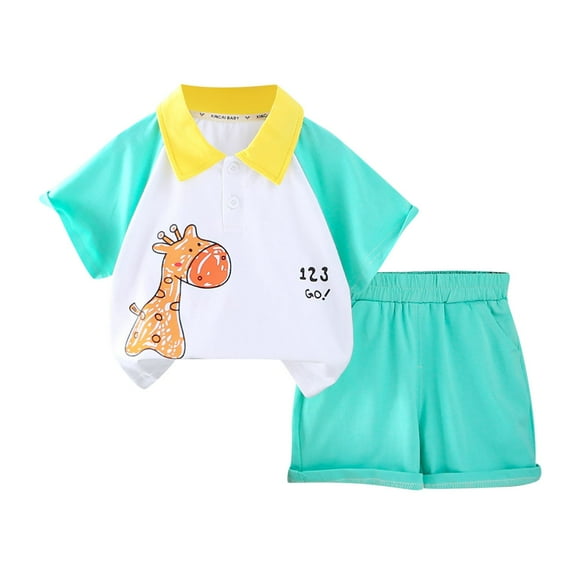 NIEWTR Kids Toddler Baby Boy GirlsShort Sleeve T Shirt Elastic Waistband Casual Elastic Shorts Set 2PCS Outfit Summer Pjs For 18-24 Months 2t 5t 6t Children's Day Gift 2PCS Set ,5-6 Years