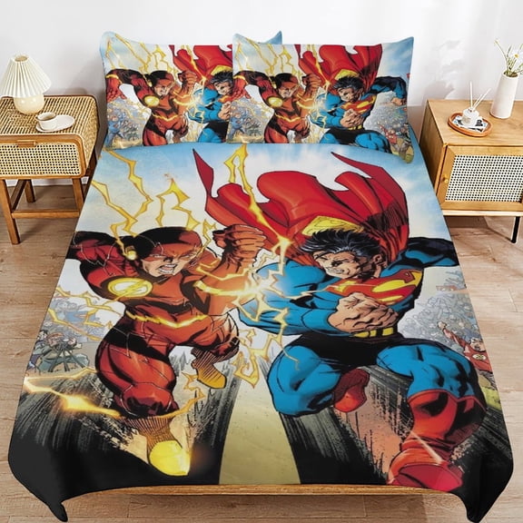 Duvet Cover Bedding Set Cartoon Print Soft Quilt Cover 3 Pieces, 1 Comforter Cover & 2 Pillowcases for Kids Teens Boys Girls Room Decor 86"x70"