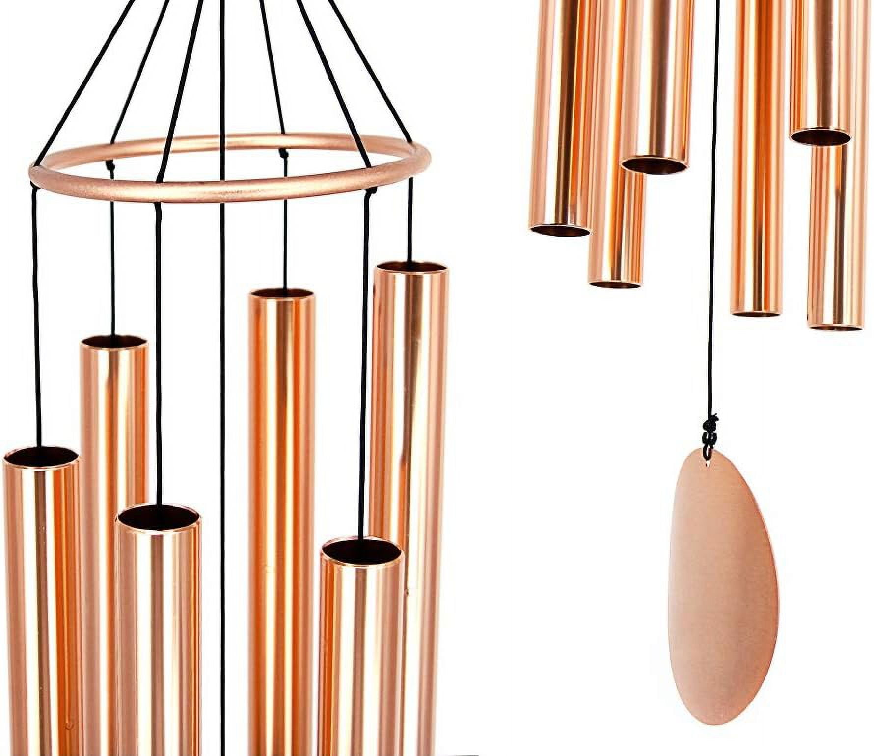 Premium 36-Inch Deep Tone Wind Chimes with 6 Metal Tubes - Elegant Memorial Chime for Mom, for Housewarming and Christmas Rose Gold