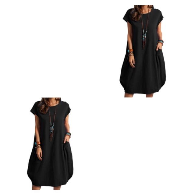 Sonducket Vestido de poliéster para mujer, sin mangas, informal, de verano, transpirable, cuello , bolsillo doble, vestidos de moda para niñas Type10 NO10