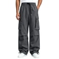 thumbnail image 2 of Men's Baggy Wide Leg Cargo Pants for Hiking Work Travel, Parachute Pants Elastic Waistband Quick Dry Lightweight Capming Pants with Large Flap Pockets, 2 of 9