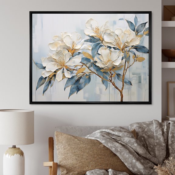 Designart "Essence Of Floral Grace III" Rhododendron Floater Framed Wall Decor