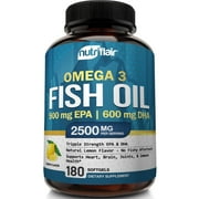 NutriFlair Fish Oil Omega 3 Supplement for Brain and Heart Health 180 Softgels