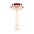 thumbnail image 5 of ANGARA Natural Princess Diana Inspired 2 ct Ruby Ring with Diamond Halo in 14K Rose Gold for Women (Size-9x7mm) | July Birthstone Jewelry for Her | Natural Ruby Rings, 5 of 11
