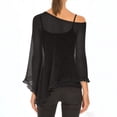 thumbnail image 6 of Maqroz Womens Sheer Poncho Shrug Sun Protection Long Sleeve Lightweight Knit Ruffle Pullover Sweater Top Asymmetric Loose Knit Summer Beach Cover Ups Black Free Size, 6 of 6