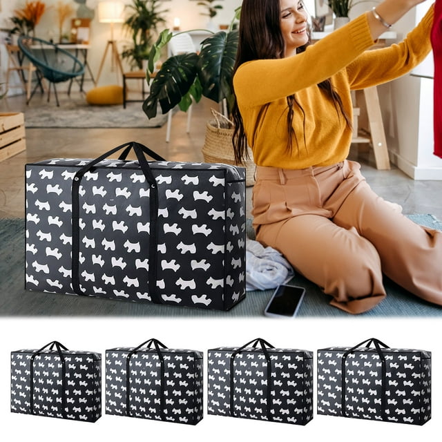 Vaidha Sacs de Rangement Réutilisables Très Grands avec Poignées et Fermetures Éclair Robustes, Sac de Déménagement Lavable Ultra Résistant, Organisateur de Garde-Robe et sous le Lit pour Literie, Couverture