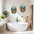 thumbnail image 4 of Oval Framed Wall Art Colorful Coral Fish Sea Turtle Underwater Cartoon Vibrant Tropical Canvas Wall Art Oval Vintage Wall Decor Prints Hanging Decor for Home Bedroom Living Room Office 8"x11.4", 4 of 7